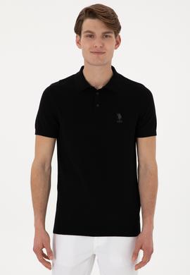 Erkek Slim Fit Polo Yaka Siyah Tişört - 50299359005