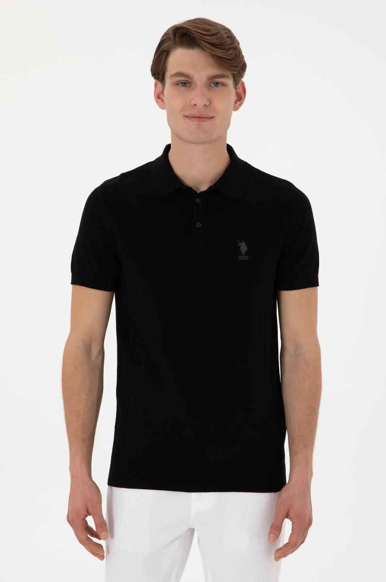 Erkek Slim Fit Polo Yaka Siyah Tişört