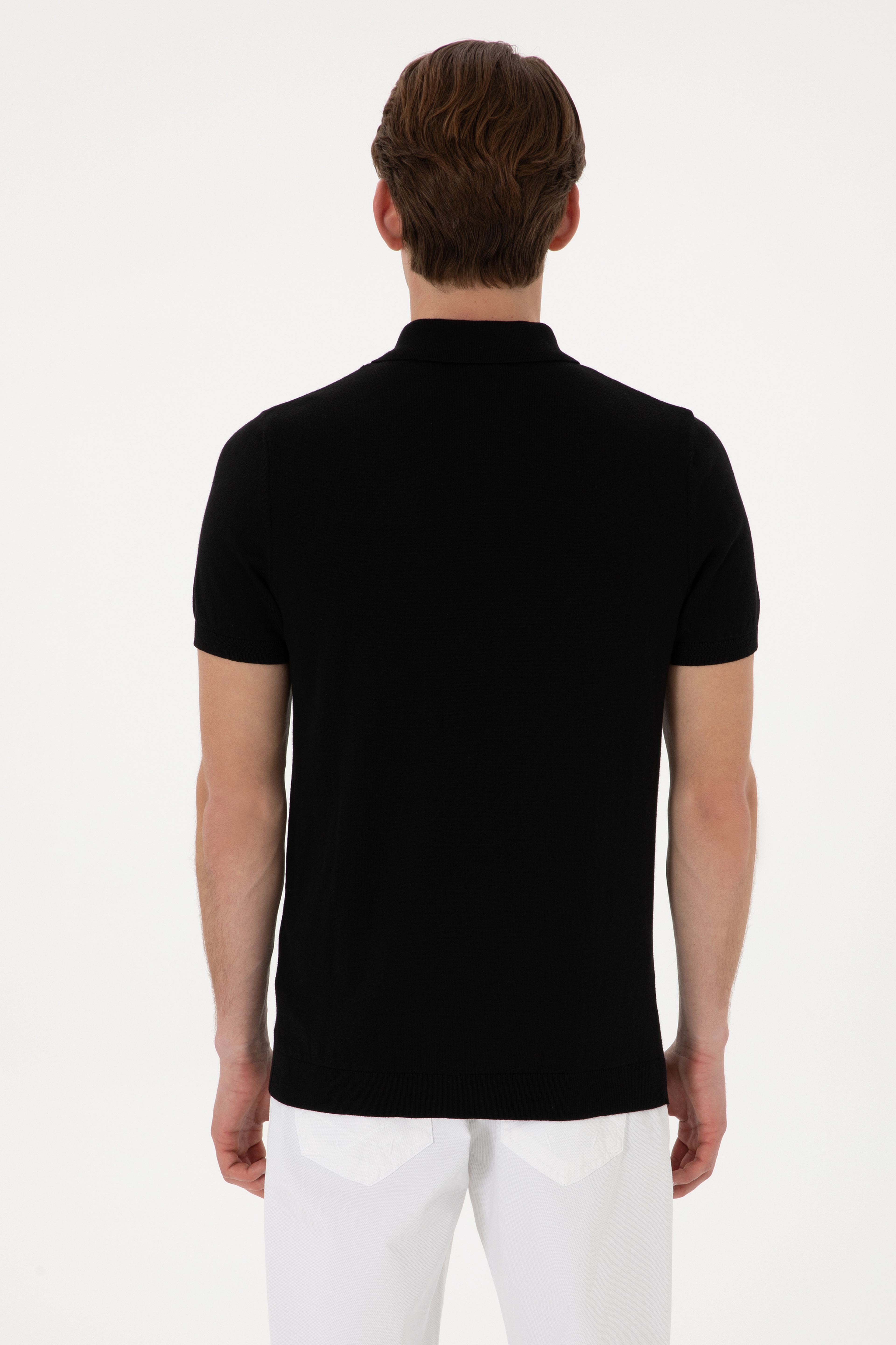 Erkek Slim Fit Polo Yaka Siyah Tişört