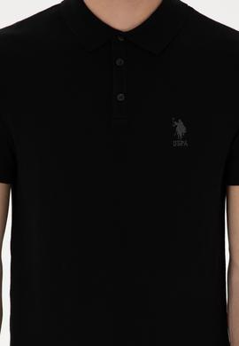 Erkek Slim Fit Polo Yaka Siyah Tişört - 50299359005