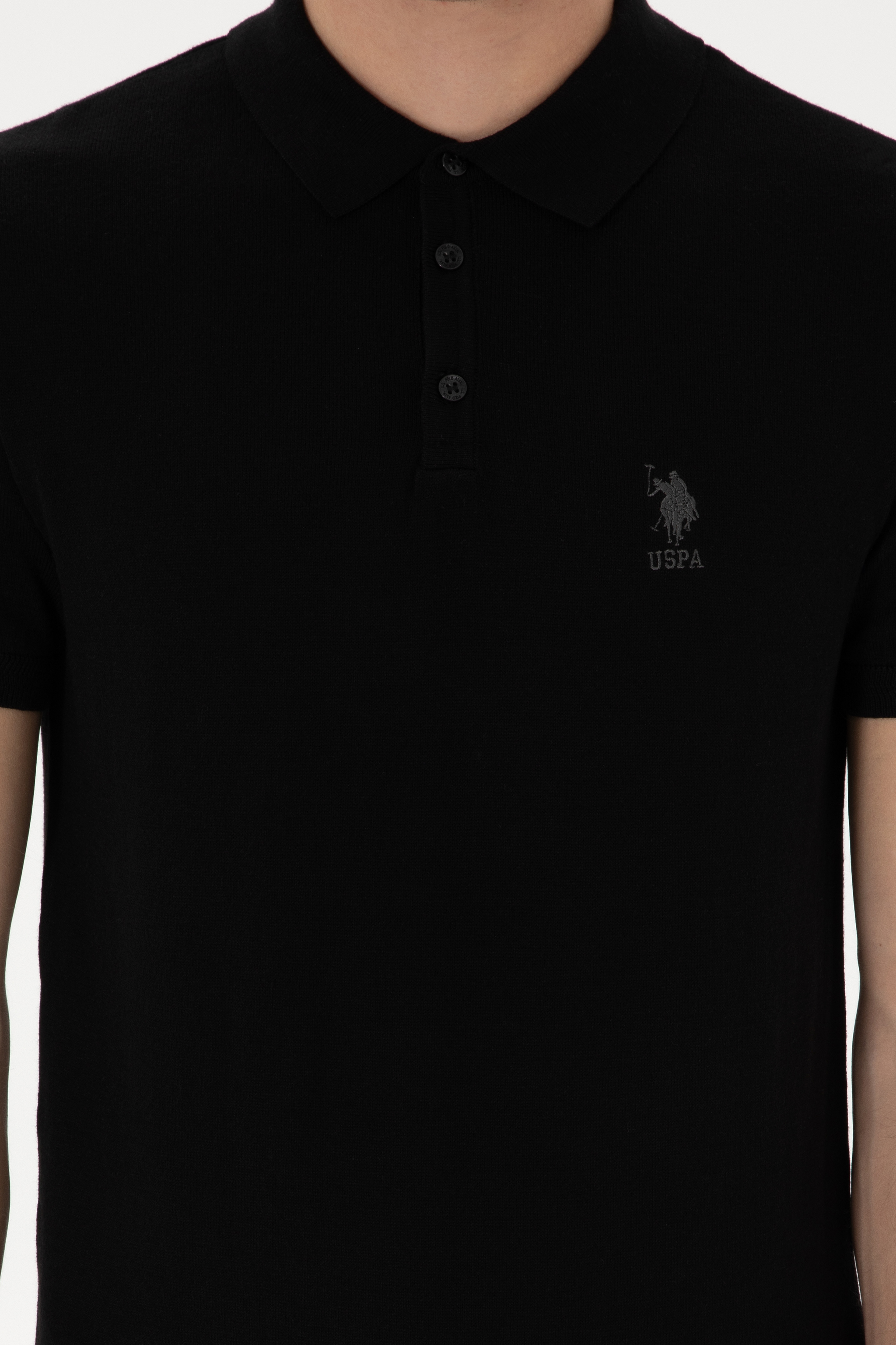 Erkek Slim Fit Polo Yaka Siyah Tişört
