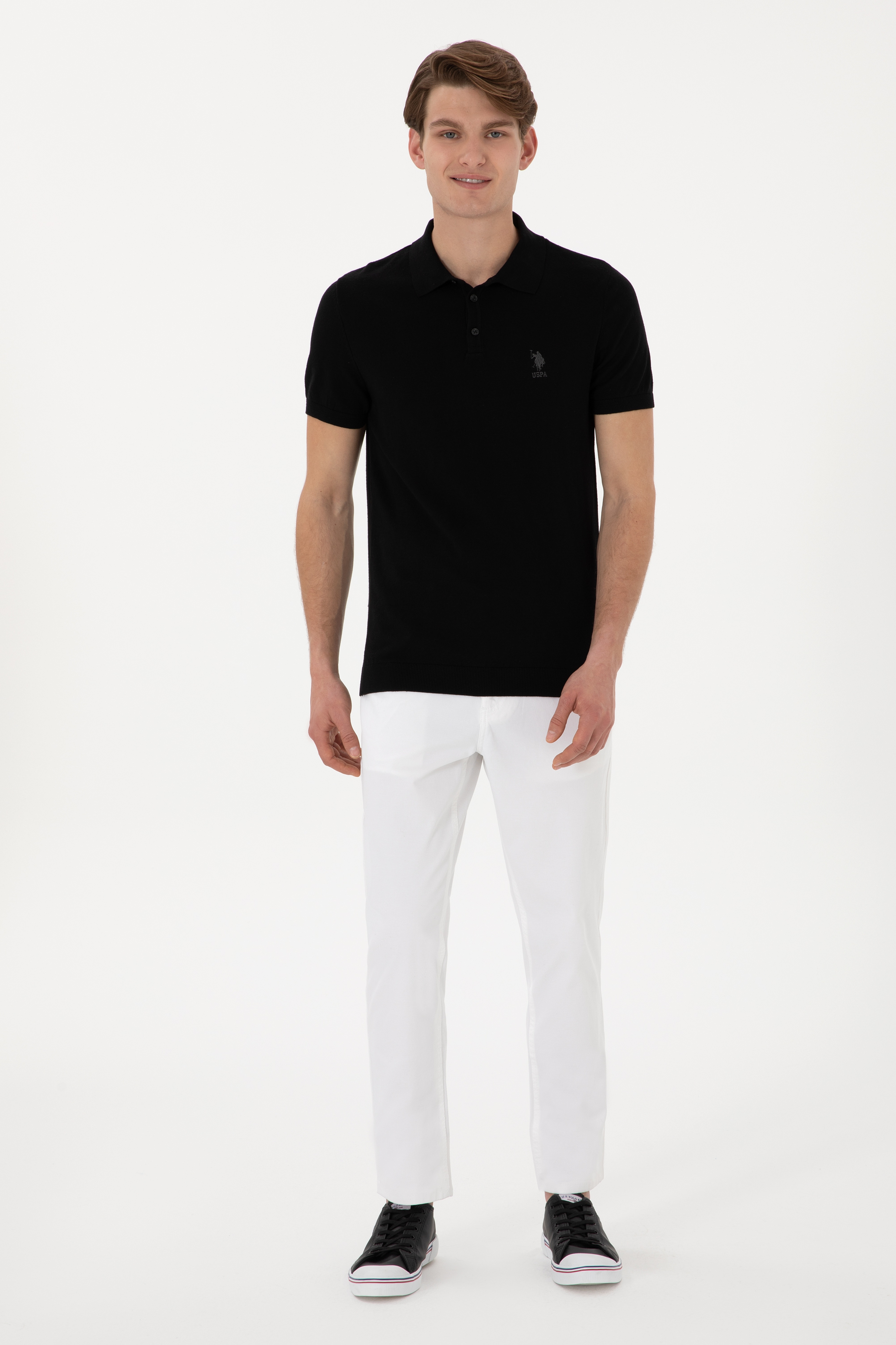 Erkek Slim Fit Polo Yaka Siyah Tişört - Image 4