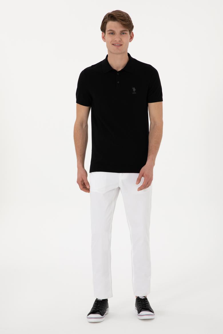 Erkek Slim Fit Polo Yaka Siyah Tişört - 50299359005