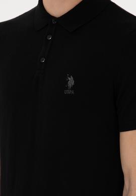 Erkek Slim Fit Polo Yaka Siyah Tişört - 50299359005