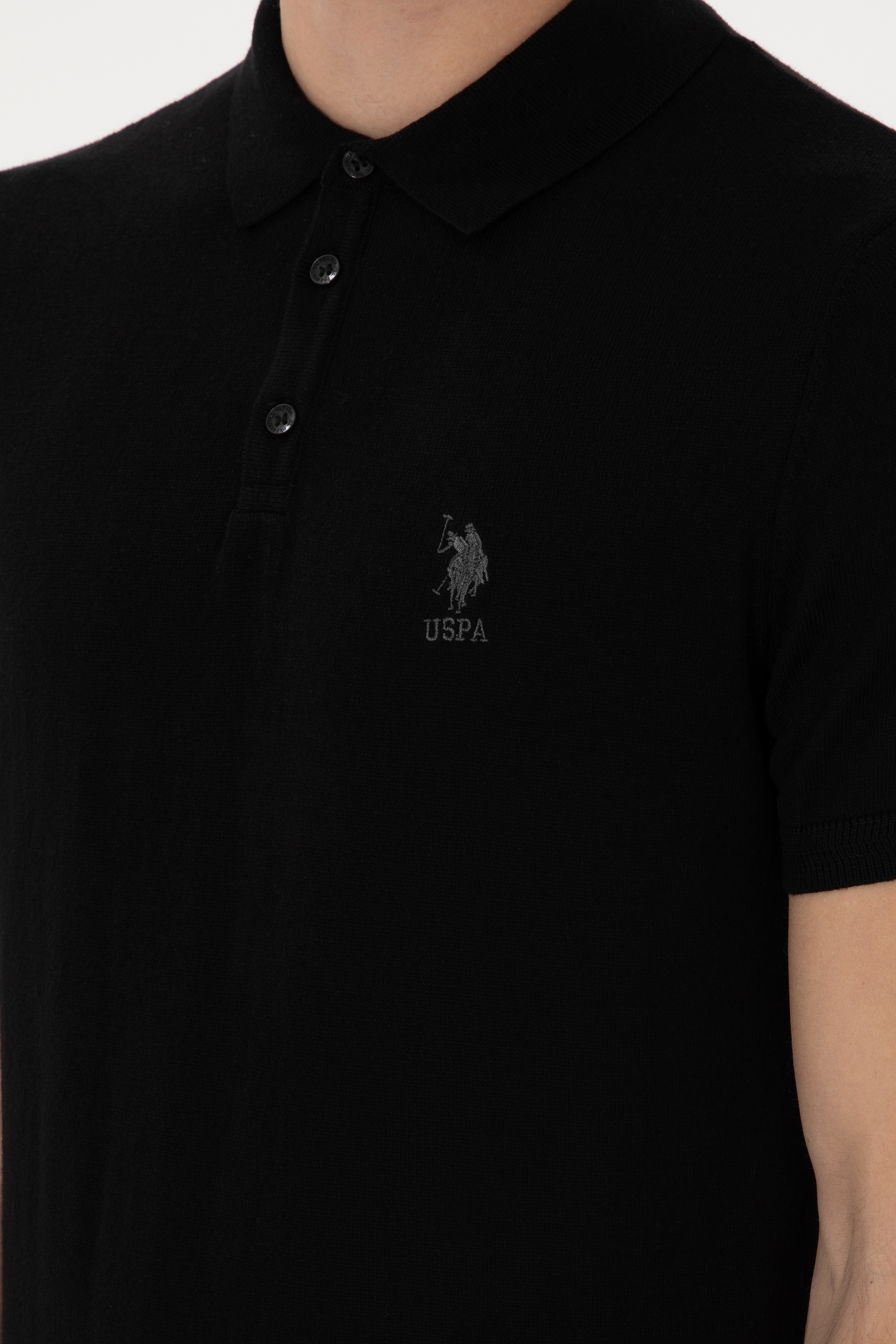 Erkek Slim Fit Polo Yaka Siyah Tişört - Image 7
