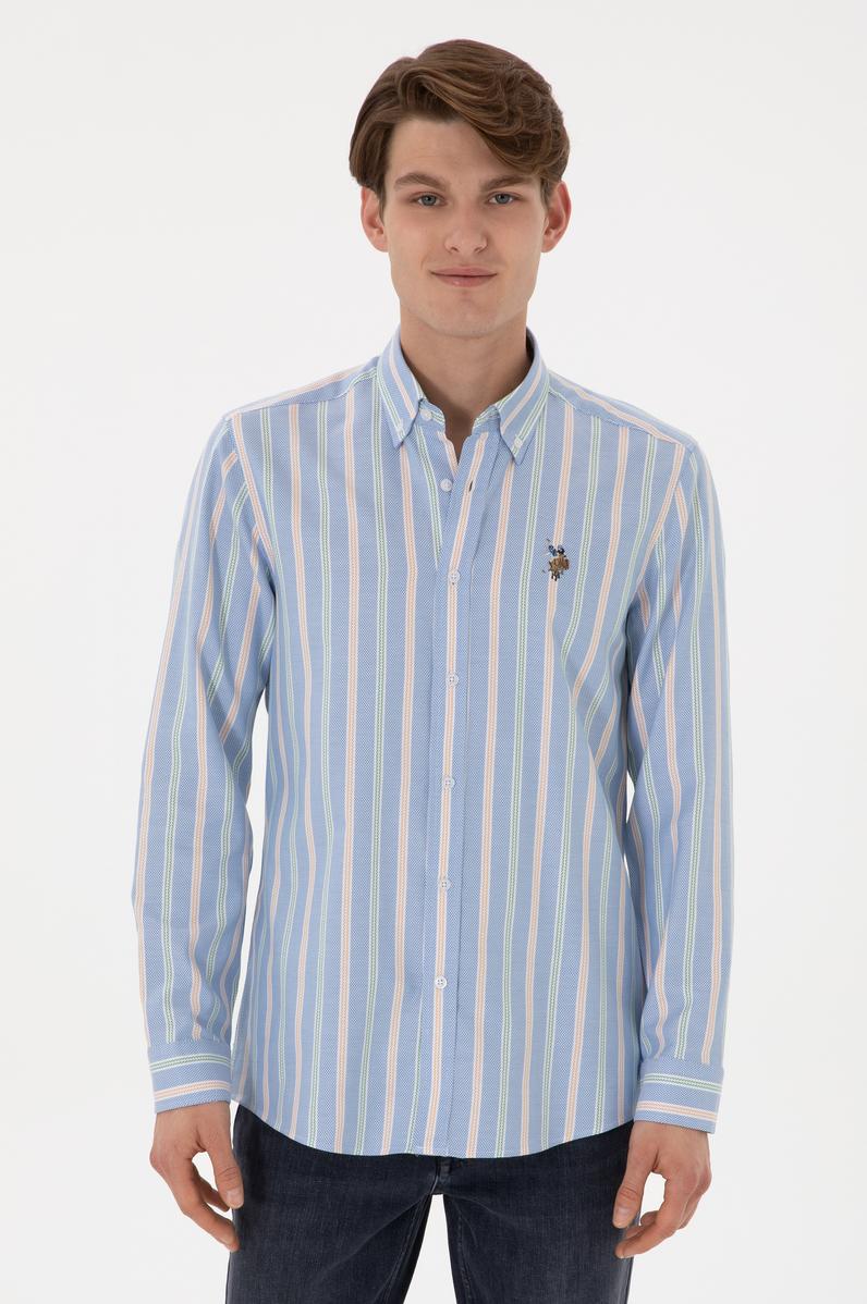 Erkek İndigo Uzun Kollu Gömlek