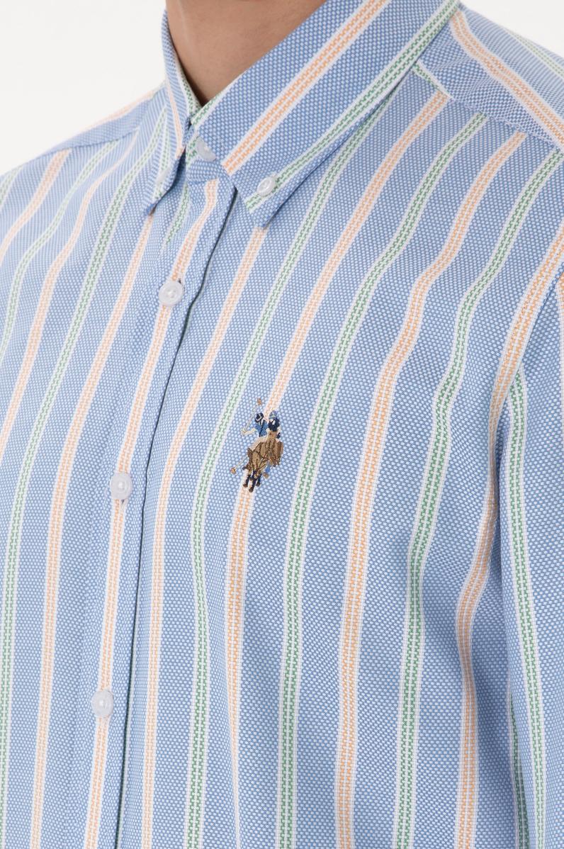 Erkek İndigo Uzun Kollu Gömlek