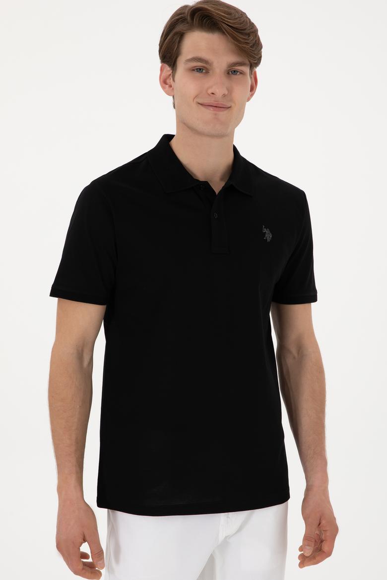 Erkek Regular Fit Polo Yaka Siyah Basic Tişört - 50298016009