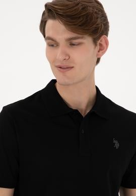 Erkek Regular Fit Polo Yaka Siyah Basic Tişört - 50298016009