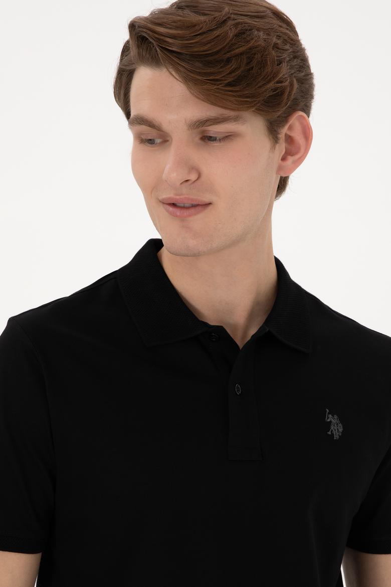 Erkek Regular Fit Polo Yaka Siyah Basic Tişört - 50298016009