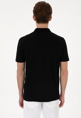 Erkek Regular Fit Polo Yaka Siyah Basic Tişört - 50298016009