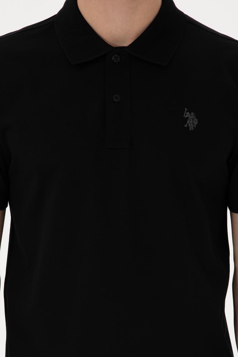 Erkek Regular Fit Polo Yaka Siyah Basic Tişört - 50298016009