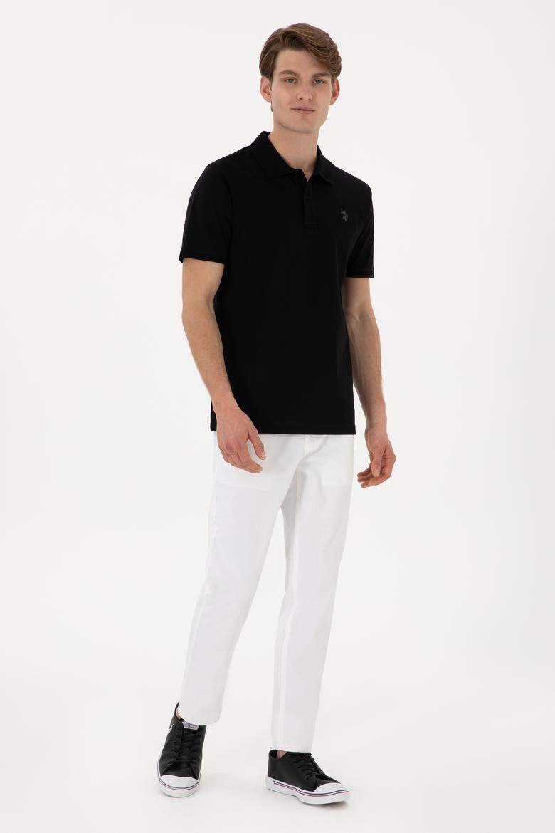 Erkek Regular Fit Polo Yaka Siyah Basic Tişört - 50298016009