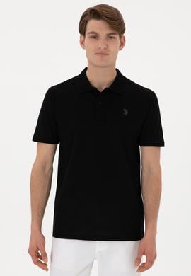 Erkek Regular Fit Polo Yaka Siyah Basic Tişört - 50298016009