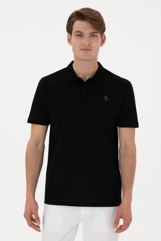 Erkek Regular Fit Polo Yaka Siyah Basic Tişört