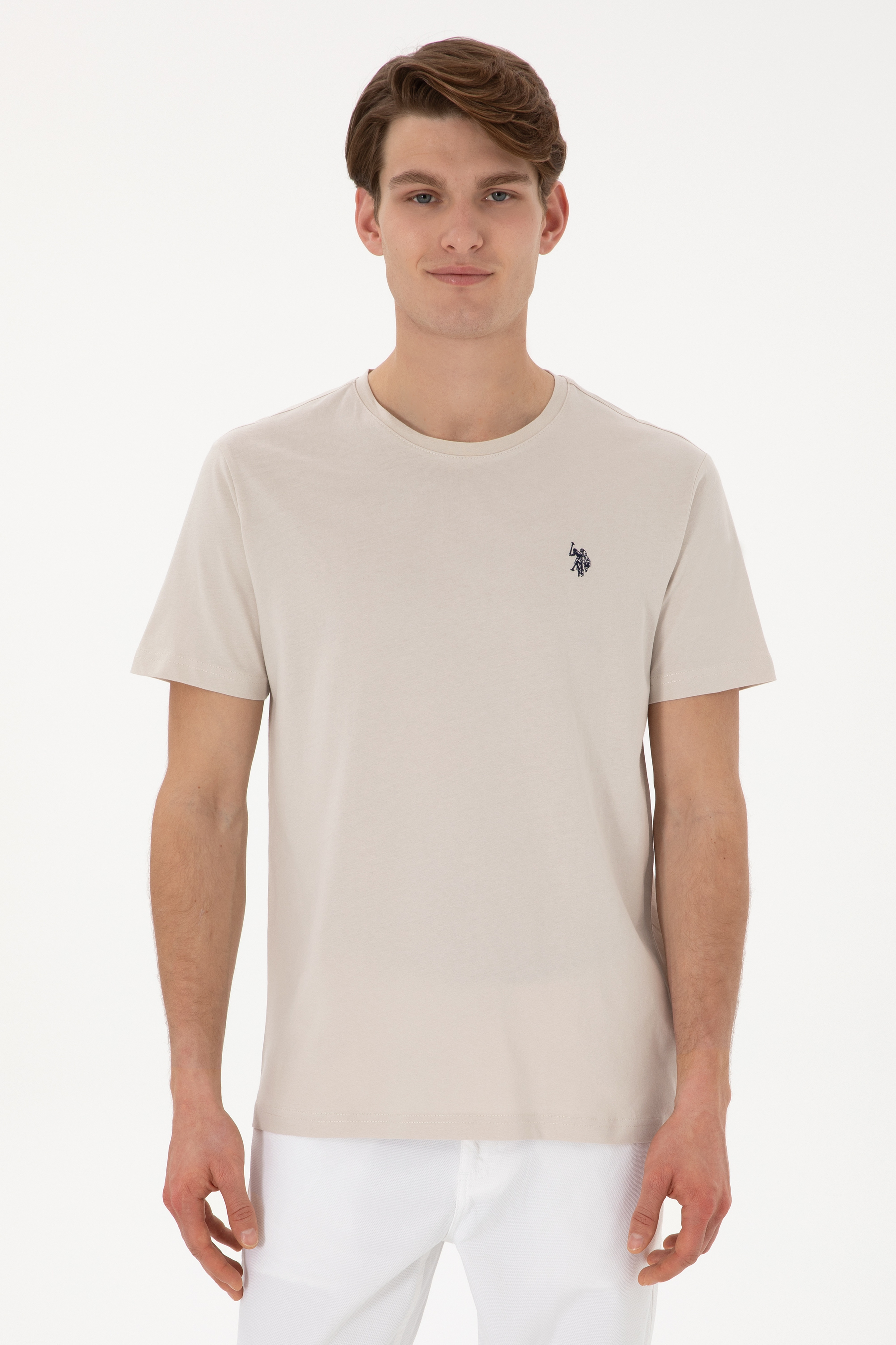 Erkek Regular Fit Bisiklet Yaka Taş Basic Tişört - Image 1