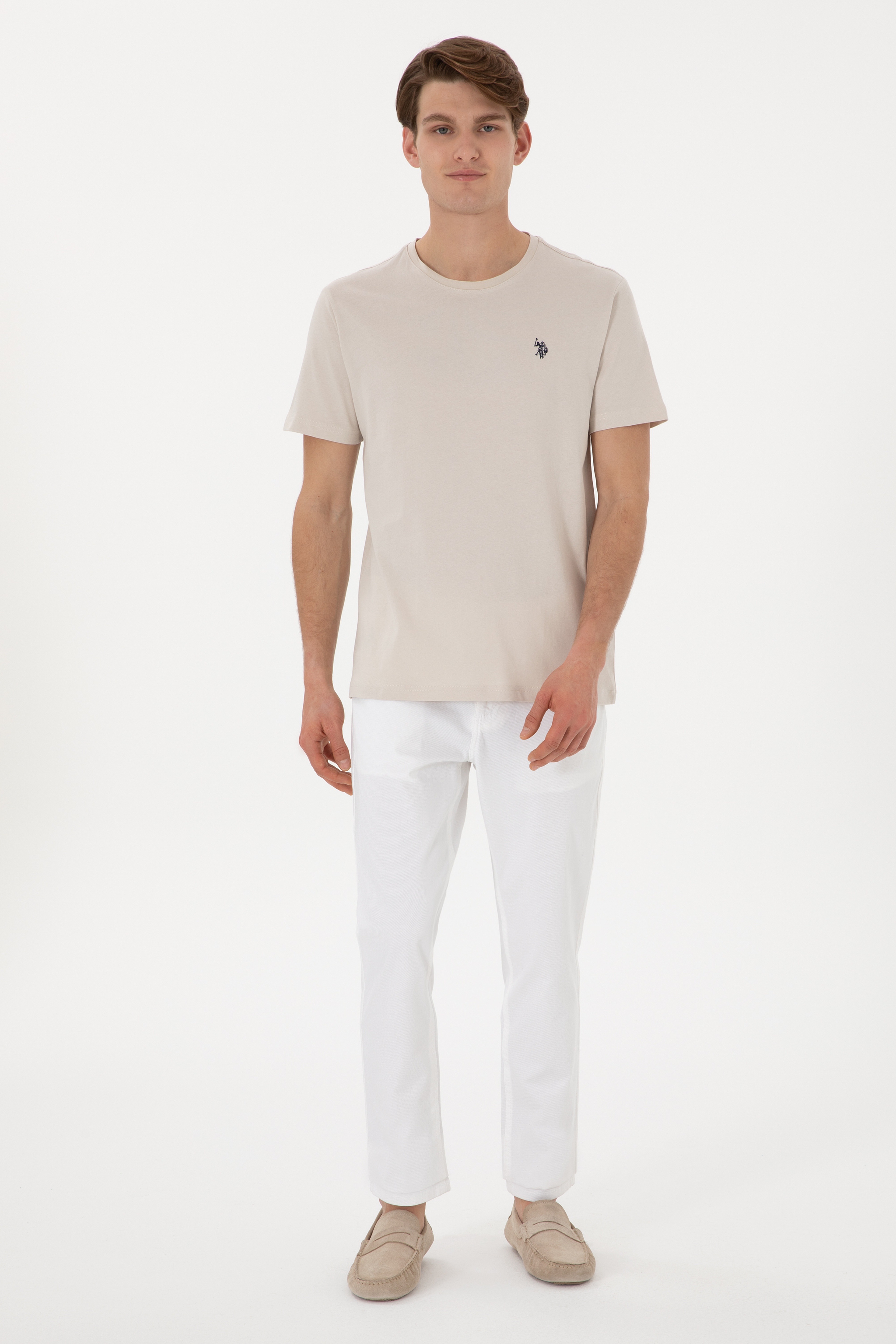 Erkek Regular Fit Bisiklet Yaka Taş Basic Tişört - Image 4