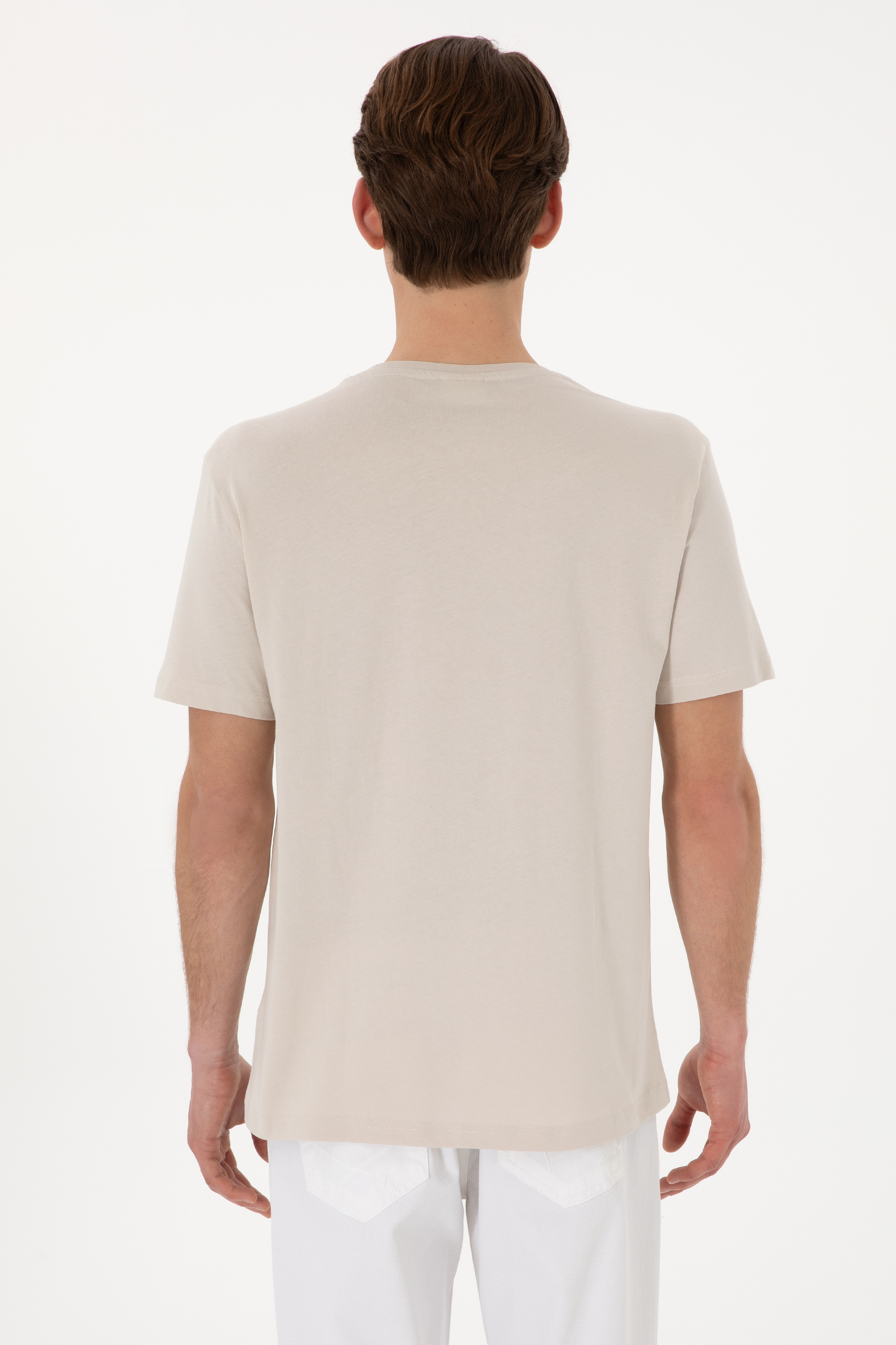 Erkek Regular Fit Bisiklet Yaka Taş Basic Tişört - Image 5