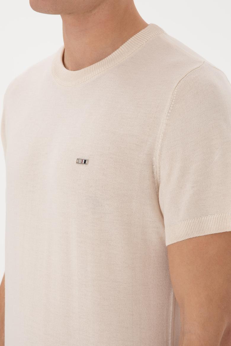 Erkek Slim Fit Bisiklet Yaka Taş Tişört - 50306456011