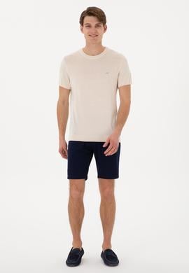 Erkek Slim Fit Bisiklet Yaka Taş Tişört - 50306456011