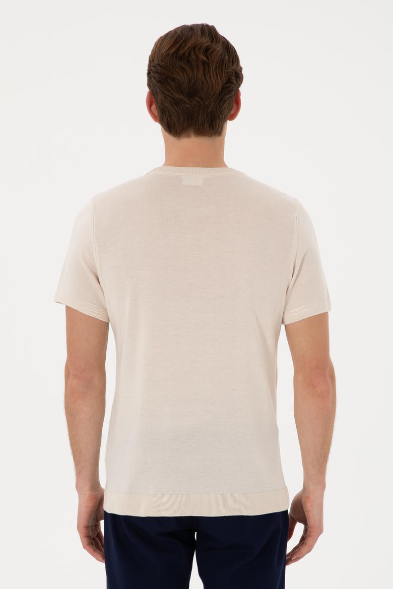 Erkek Slim Fit Bisiklet Yaka Taş Tişört - 50306456011