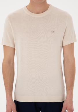 Erkek Slim Fit Bisiklet Yaka Taş Tişört - 50306456011