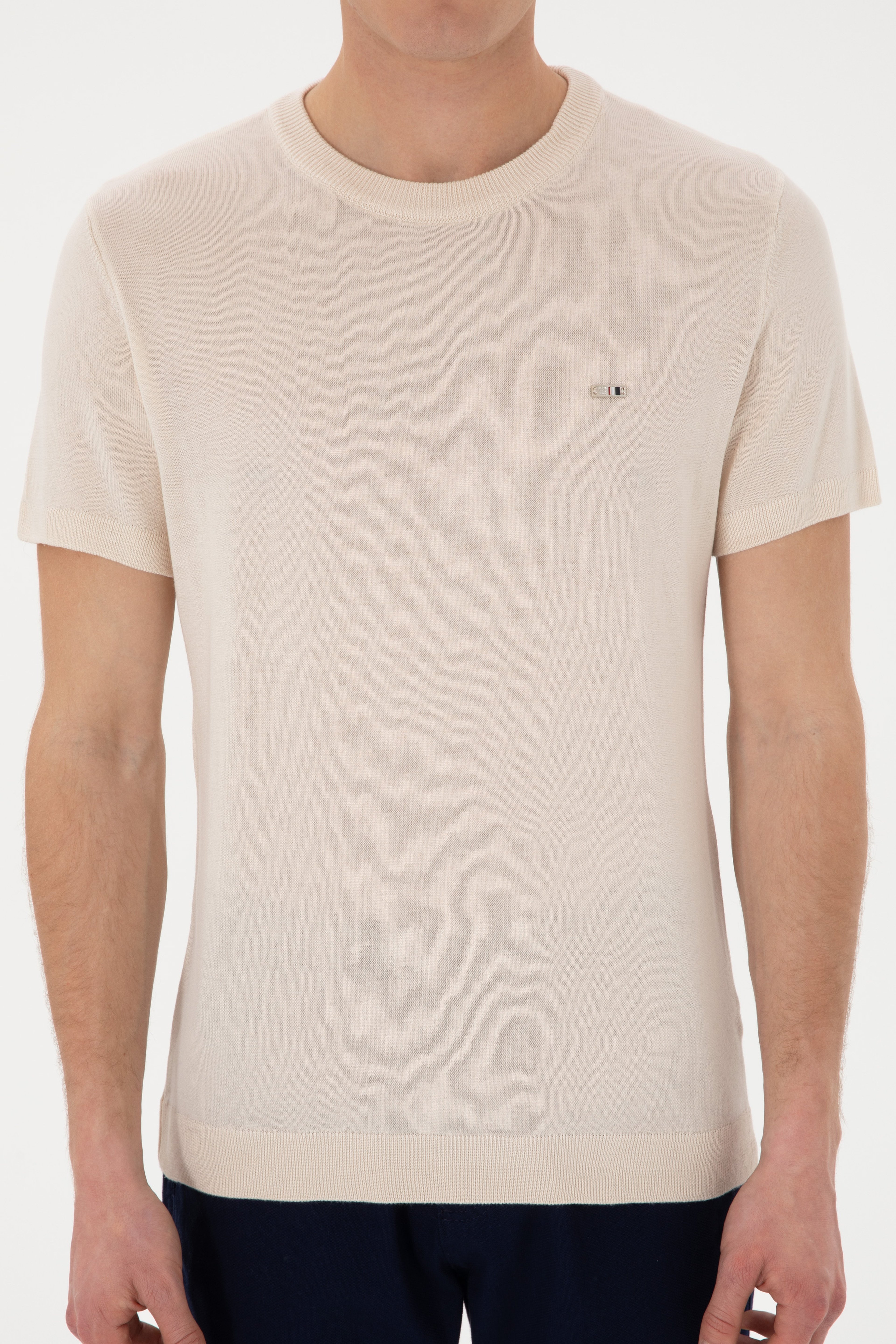 Erkek Slim Fit Bisiklet Yaka Taş Tişört - Image 6