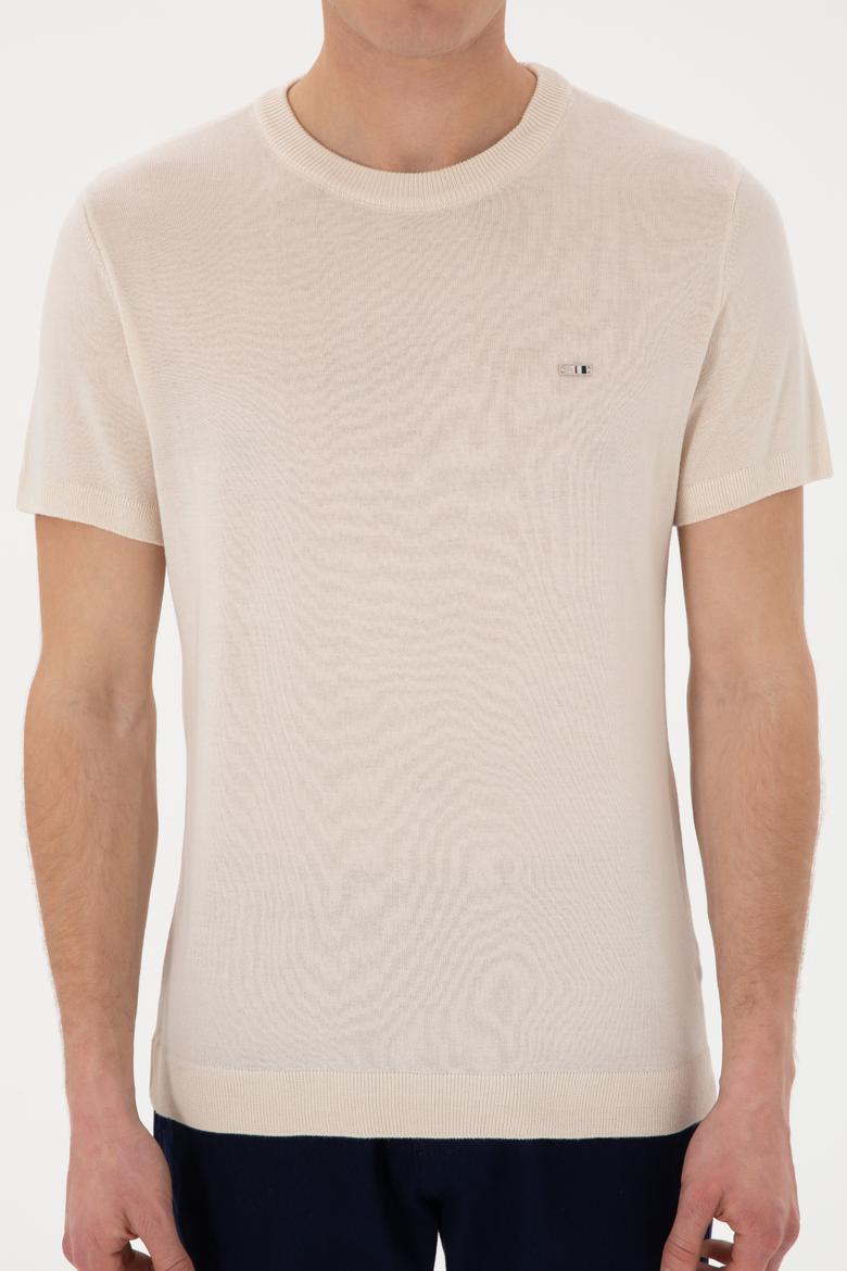 Erkek Slim Fit Bisiklet Yaka Taş Tişört - 50306456011