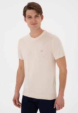Erkek Slim Fit Bisiklet Yaka Taş Tişört - 50306456011