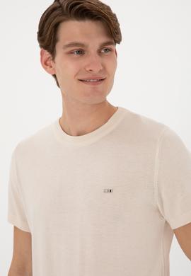 Erkek Slim Fit Bisiklet Yaka Taş Tişört - 50306456011