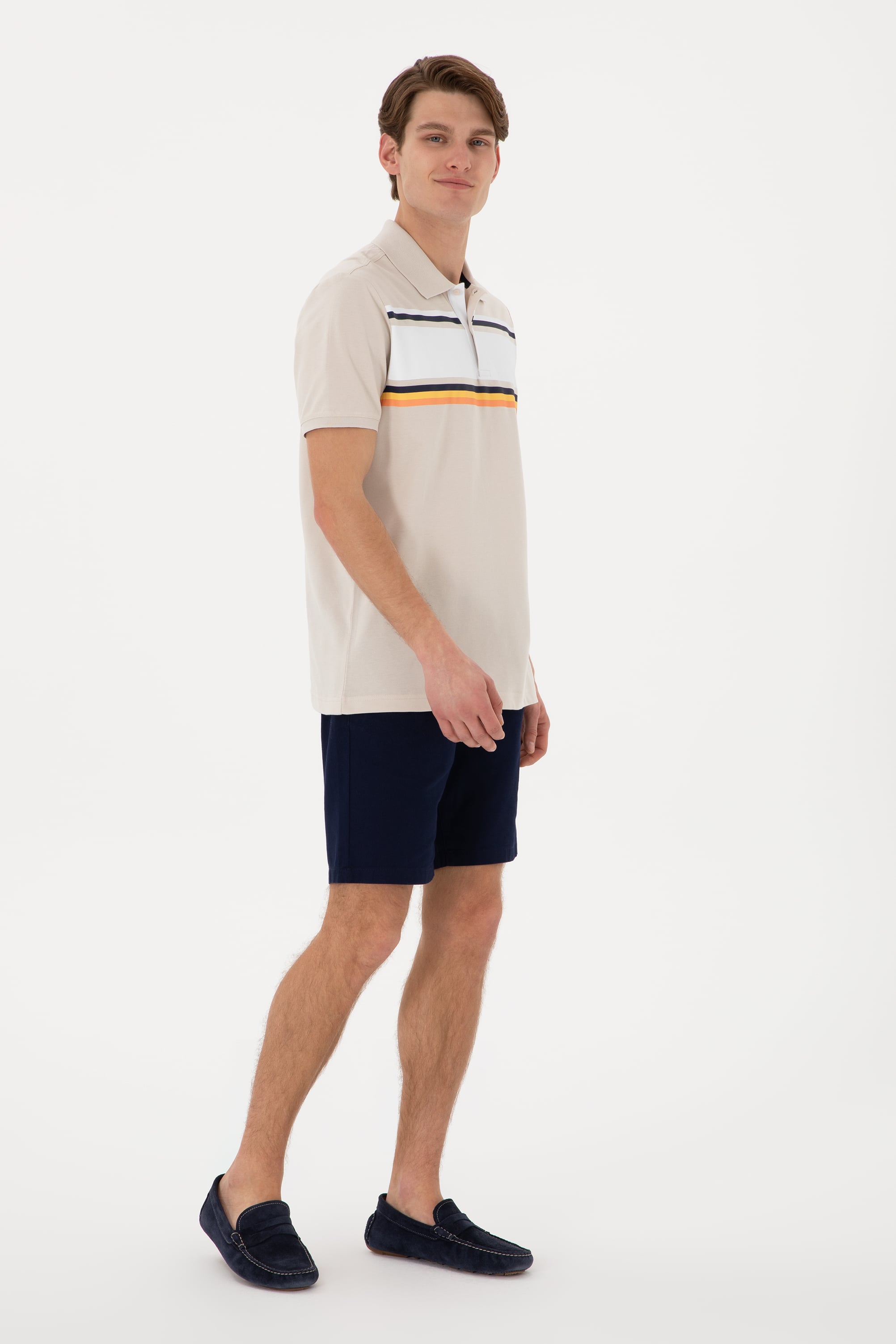 Erkek Regular Fit Polo Yaka Taş Tişört - Image 4