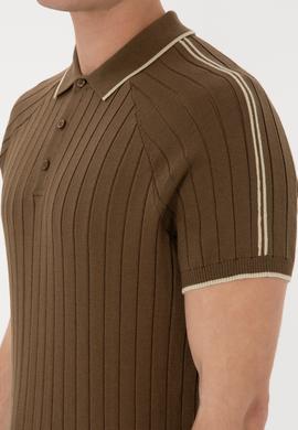 Erkek Slim Fit Bisiklet Yaka Haki Tişört - 50306481011