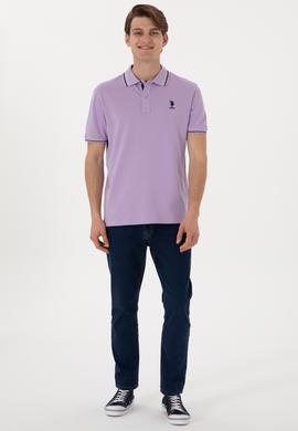 Erkek Regular Fit Polo Yaka Lila Basic Tişört - 50306011048