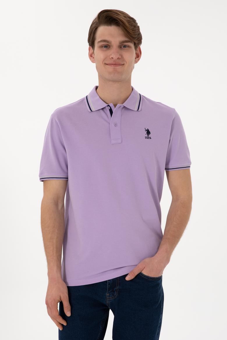 Erkek Regular Fit Polo Yaka Lila Basic Tişört