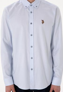 Erkek Açık Mavi Uzun Kollu Basic Gömlek - 50297981013