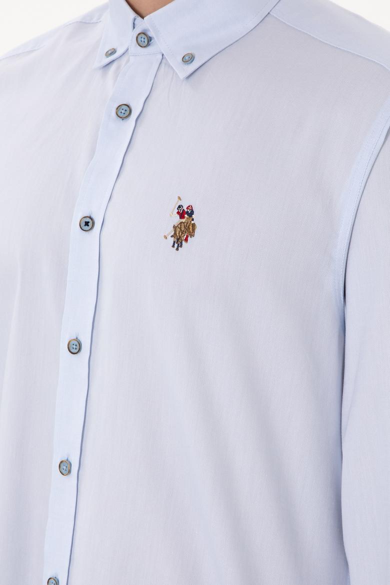 Erkek Açık Mavi Uzun Kollu Basic Gömlek - 50297981013