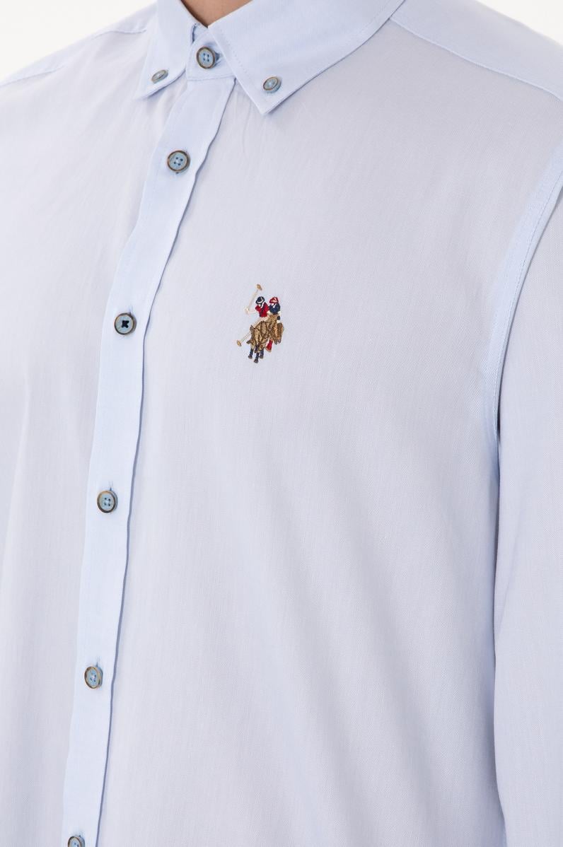 Erkek Açık Mavi Uzun Kollu Basic Gömlek