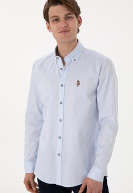 Erkek Açık Mavi Uzun Kollu Basic Gömlek - 50297981013