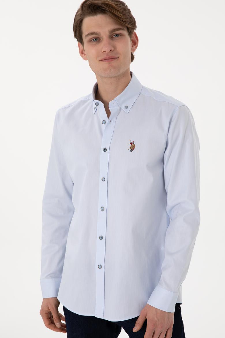 Erkek Açık Mavi Uzun Kollu Basic Gömlek - 50297981013