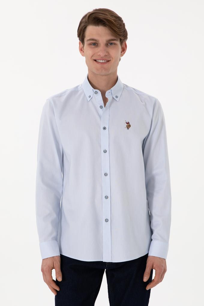 Erkek Açık Mavi Uzun Kollu Basic Gömlek