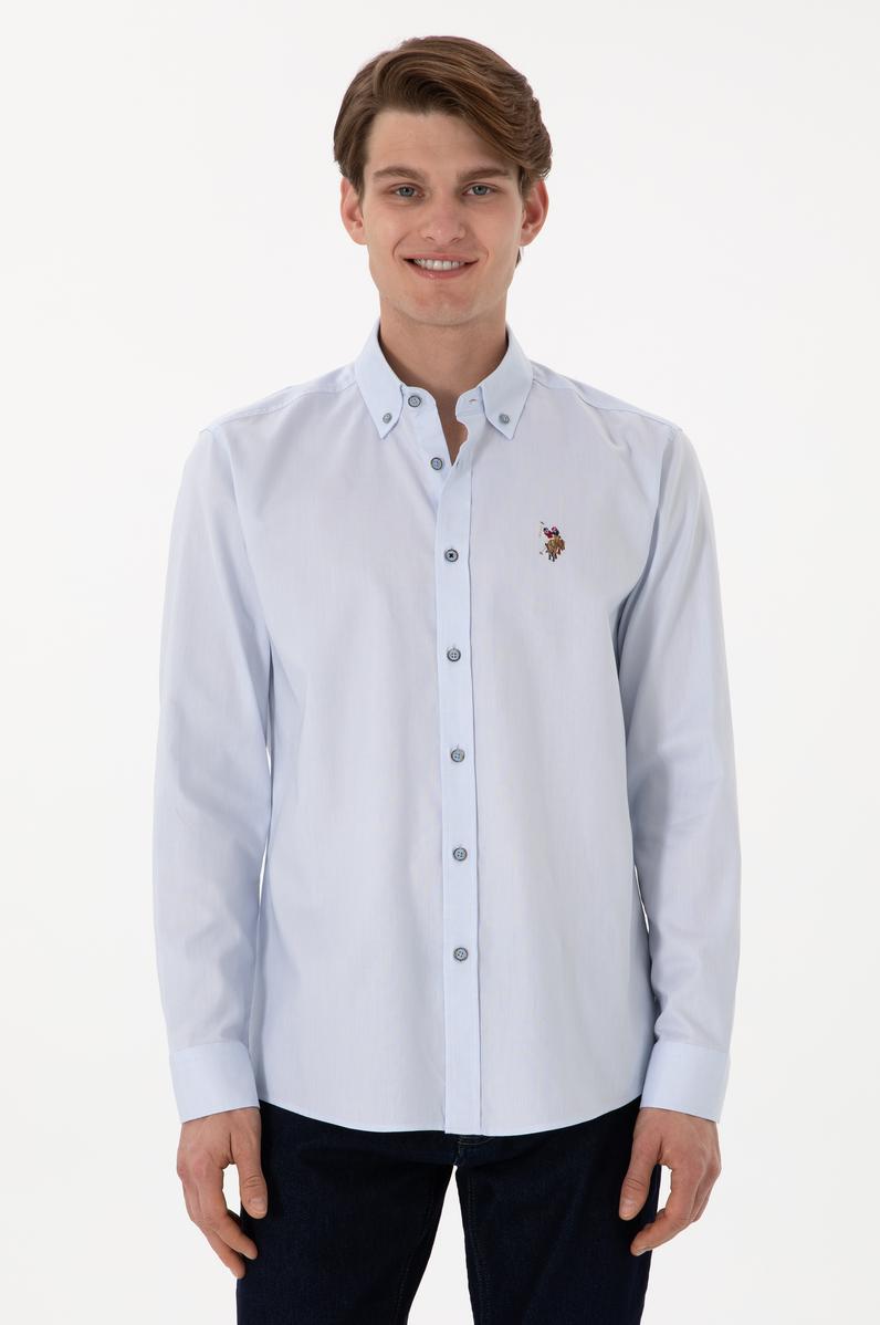 Erkek Açık Mavi Uzun Kollu Basic Gömlek