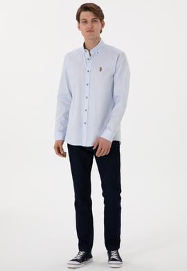 Erkek Açık Mavi Uzun Kollu Basic Gömlek - 50297981013