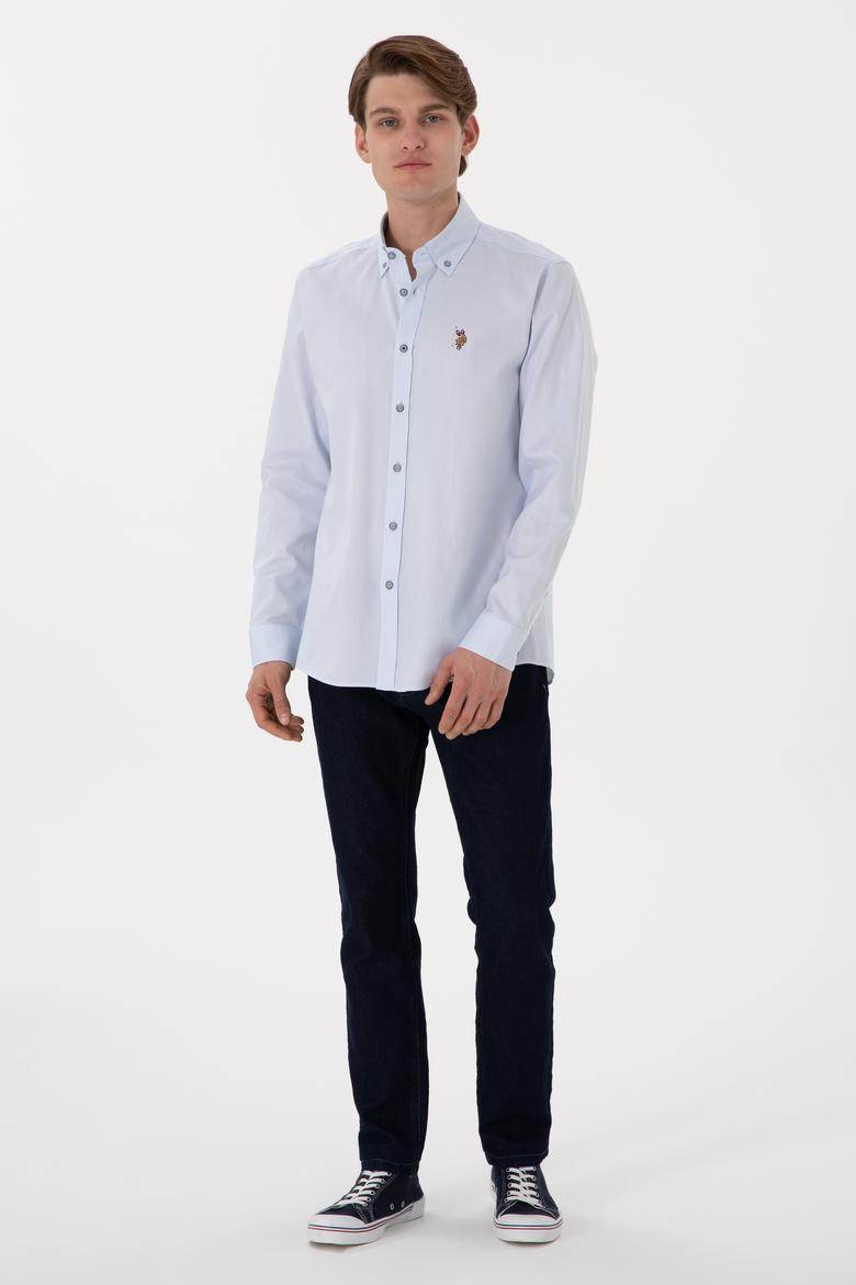 Erkek Açık Mavi Uzun Kollu Basic Gömlek - 50297981013