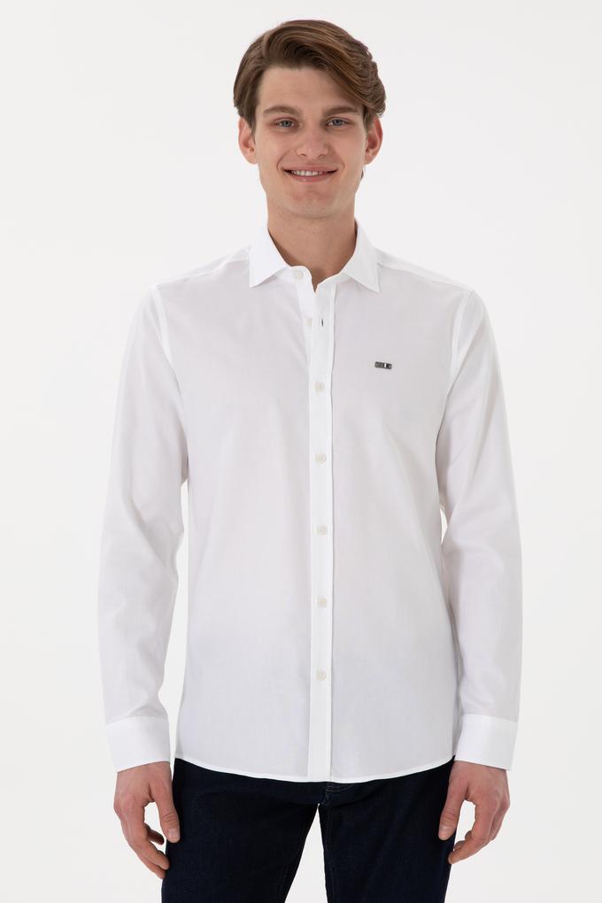 Erkek Beyaz Uzun Kollu Basic Gömlek