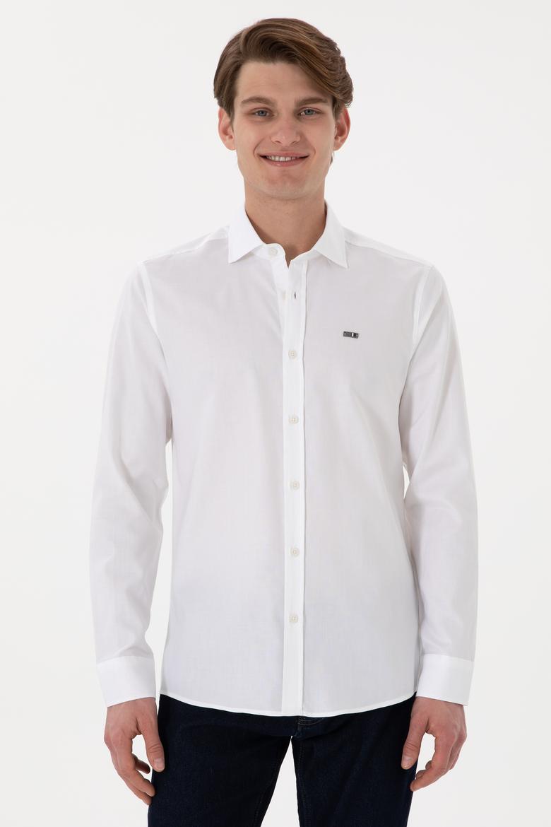 Erkek Beyaz Uzun Kollu Basic Gömlek