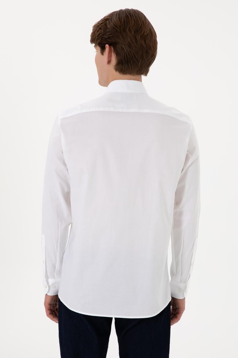 Erkek Beyaz Uzun Kollu Basic Gömlek - 50298004005