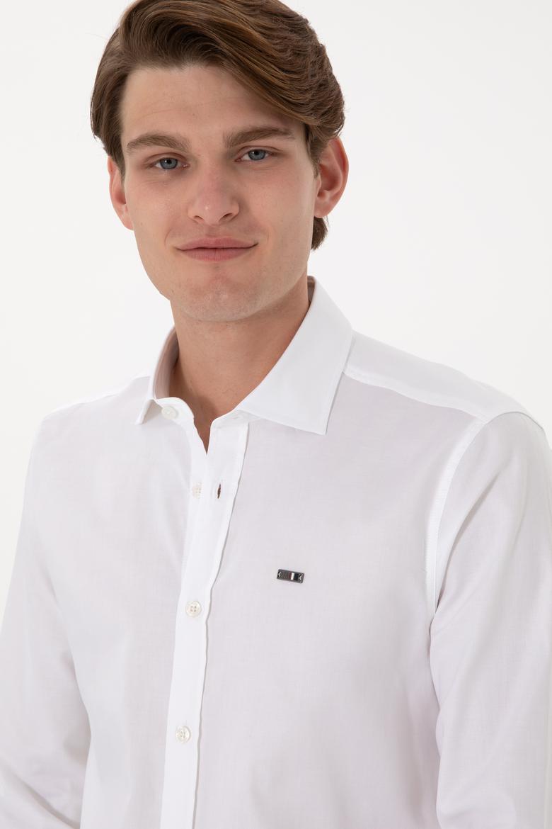 Erkek Beyaz Uzun Kollu Basic Gömlek - 50298004005