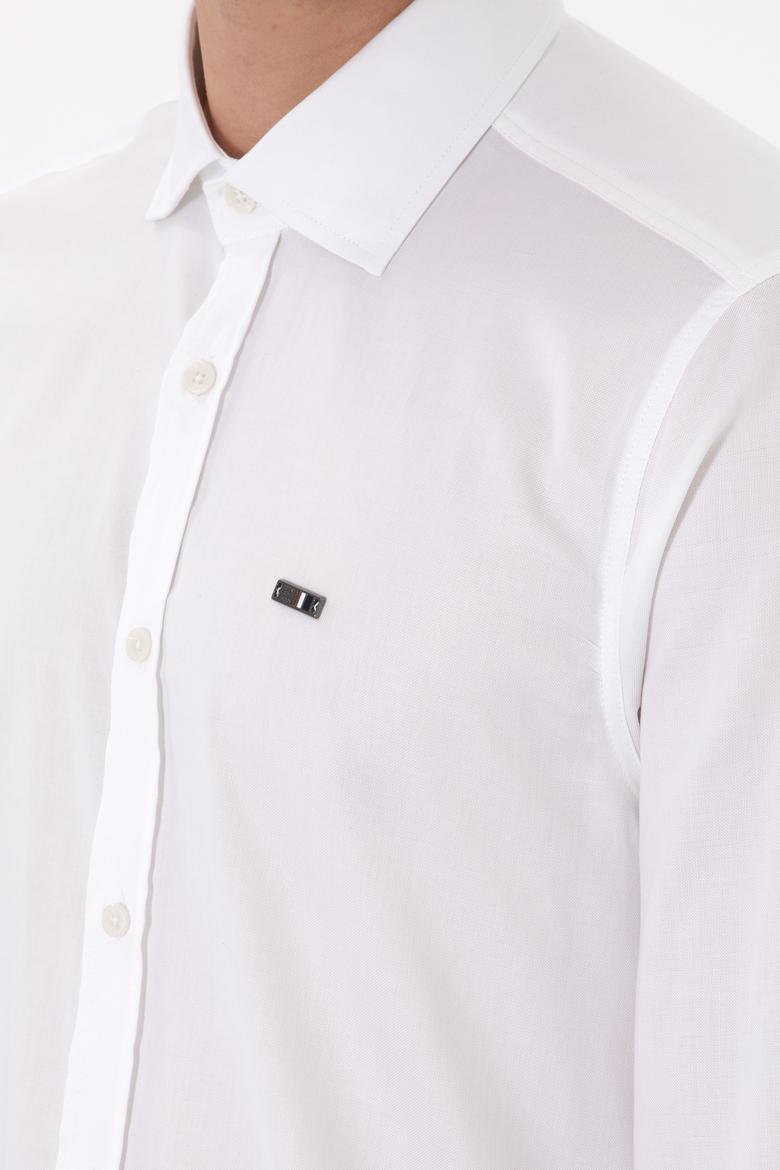 Erkek Beyaz Uzun Kollu Basic Gömlek - 50298004005