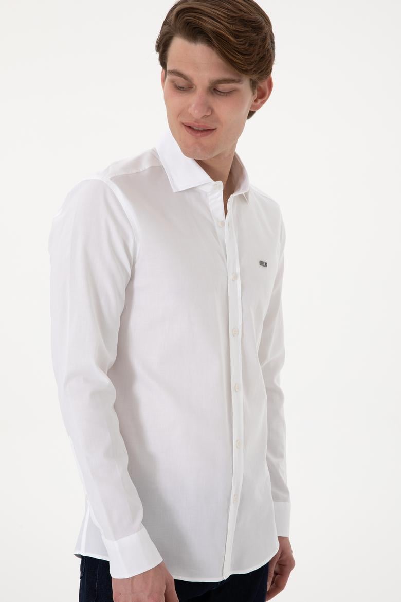 Erkek Beyaz Uzun Kollu Basic Gömlek - 50298004005