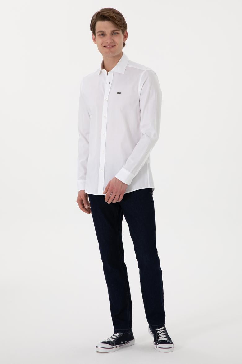 Erkek Beyaz Uzun Kollu Basic Gömlek - 50298004005